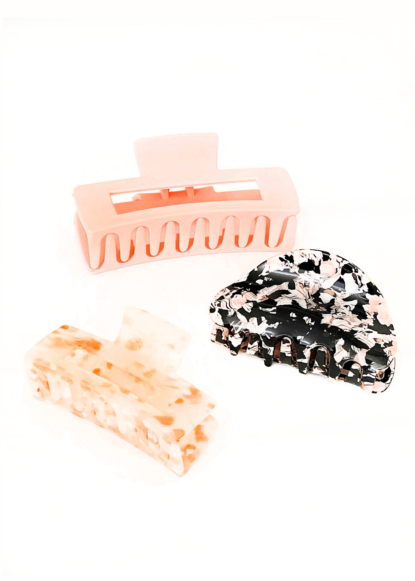 In-Haus Acrylic Hair Clips - Peachy Papaya Puff + Black Crunch