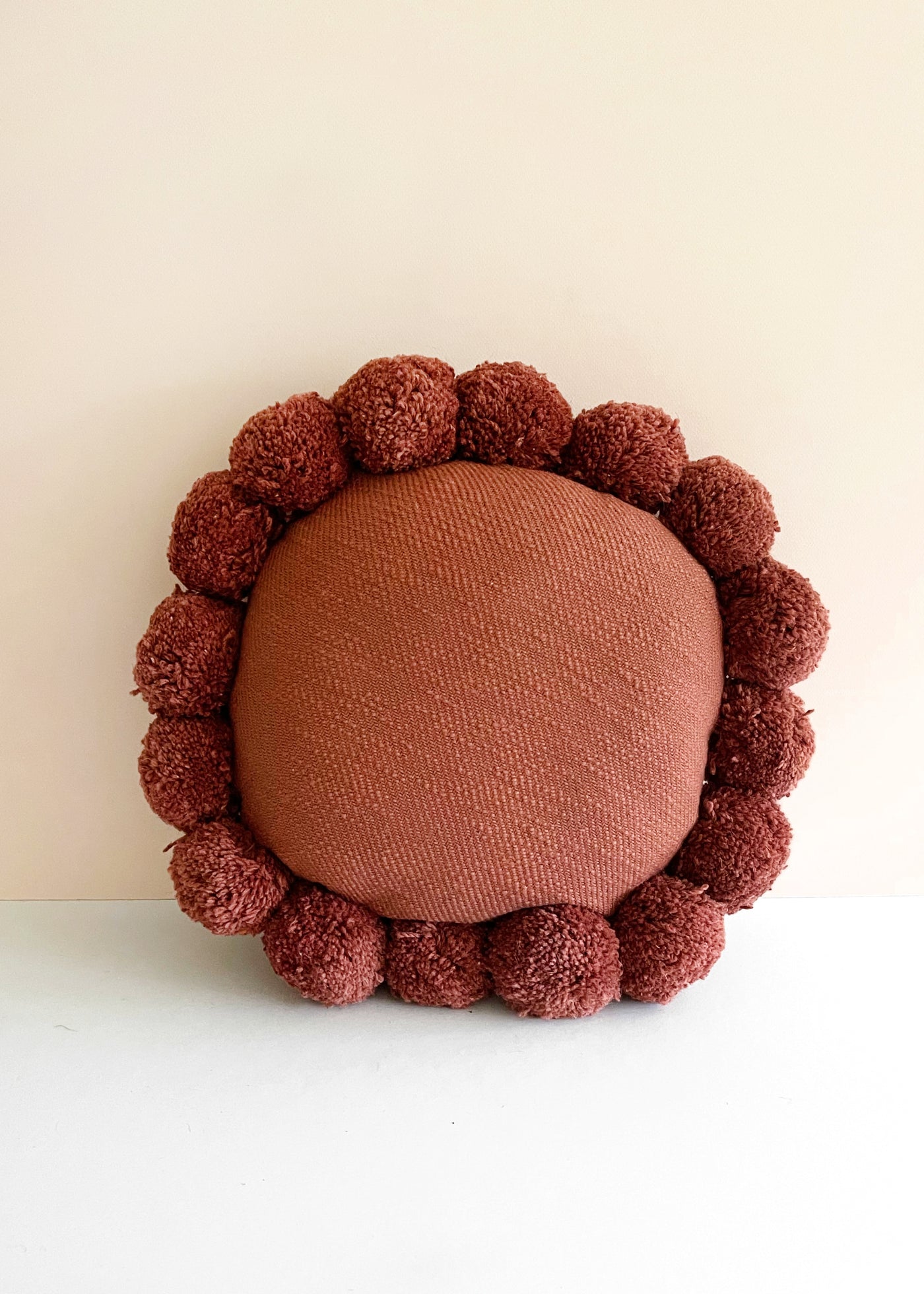 In-Haus Cushion - Round Pom Poms Wine