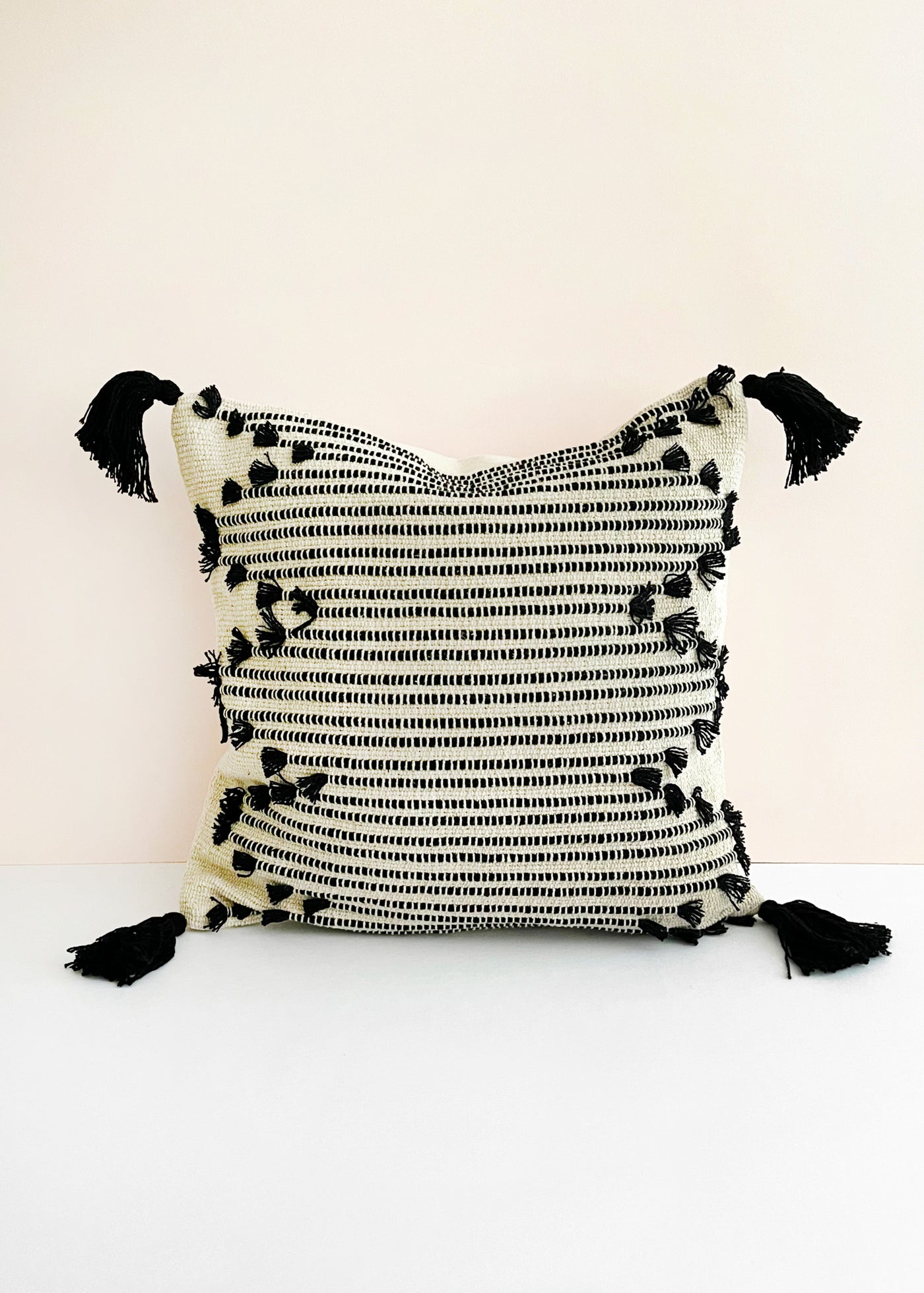 In-Haus Cushion - Linen + Black Tassels