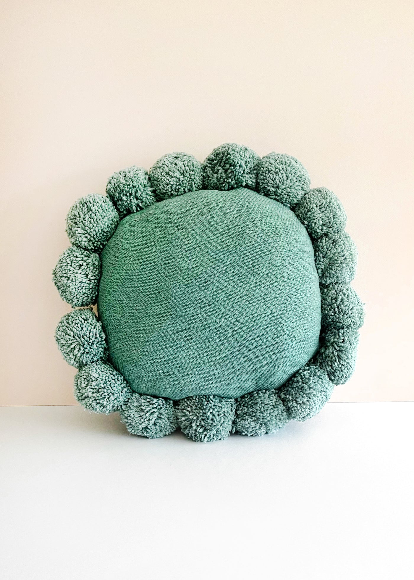 In-Haus Cushion - Round Pom Poms Teal