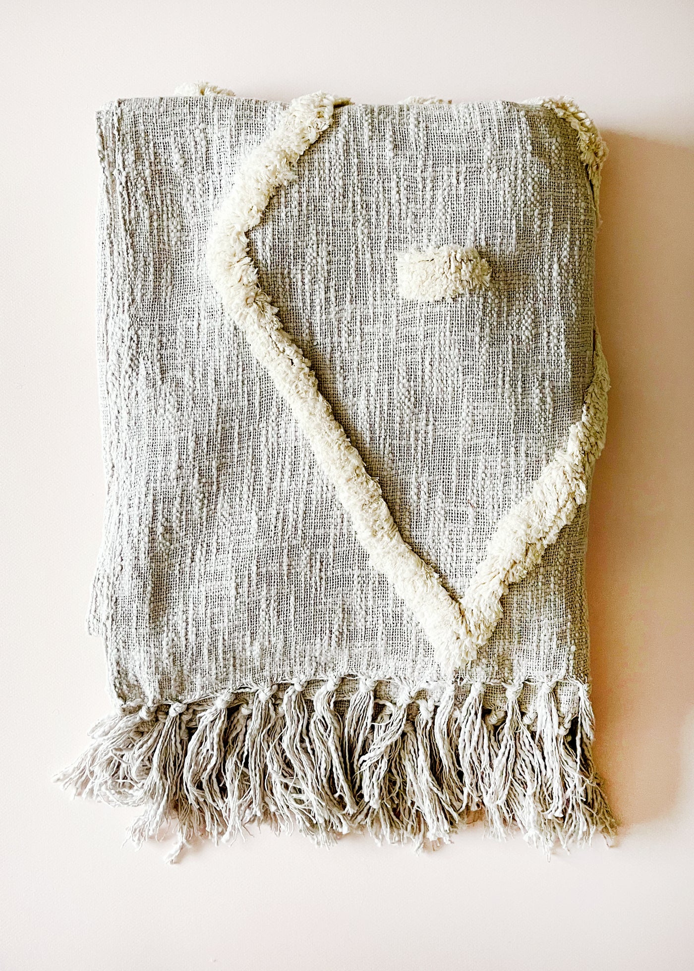 In-Haus Feather Grey & Milk Tufted Diamond Throw