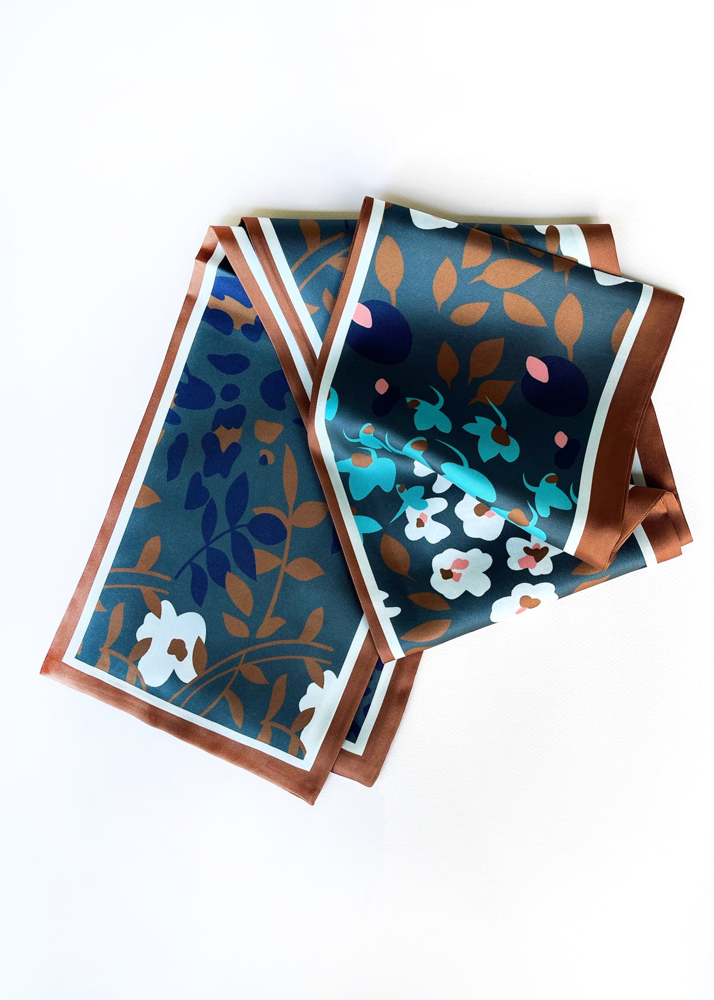 In-Haus Luxe Scarf - Teal + Rust Floral