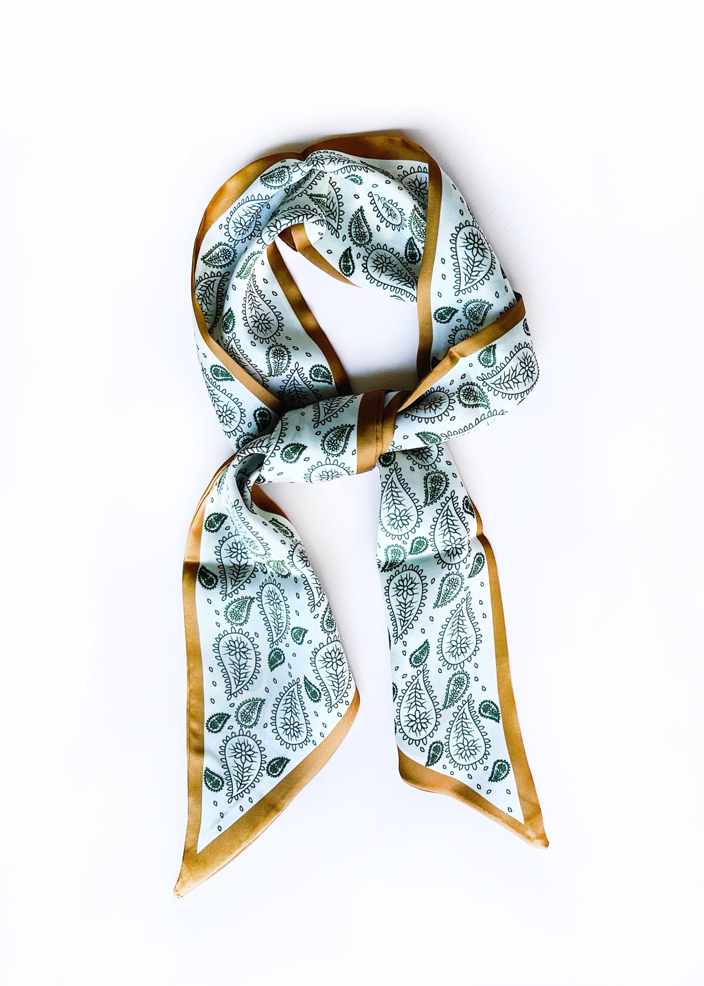 In-Haus Luxe Neck Tie Scarf - Forest Ivory Paisley