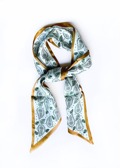 In-Haus Luxe Neck Tie Scarf - Forest Ivory Paisley