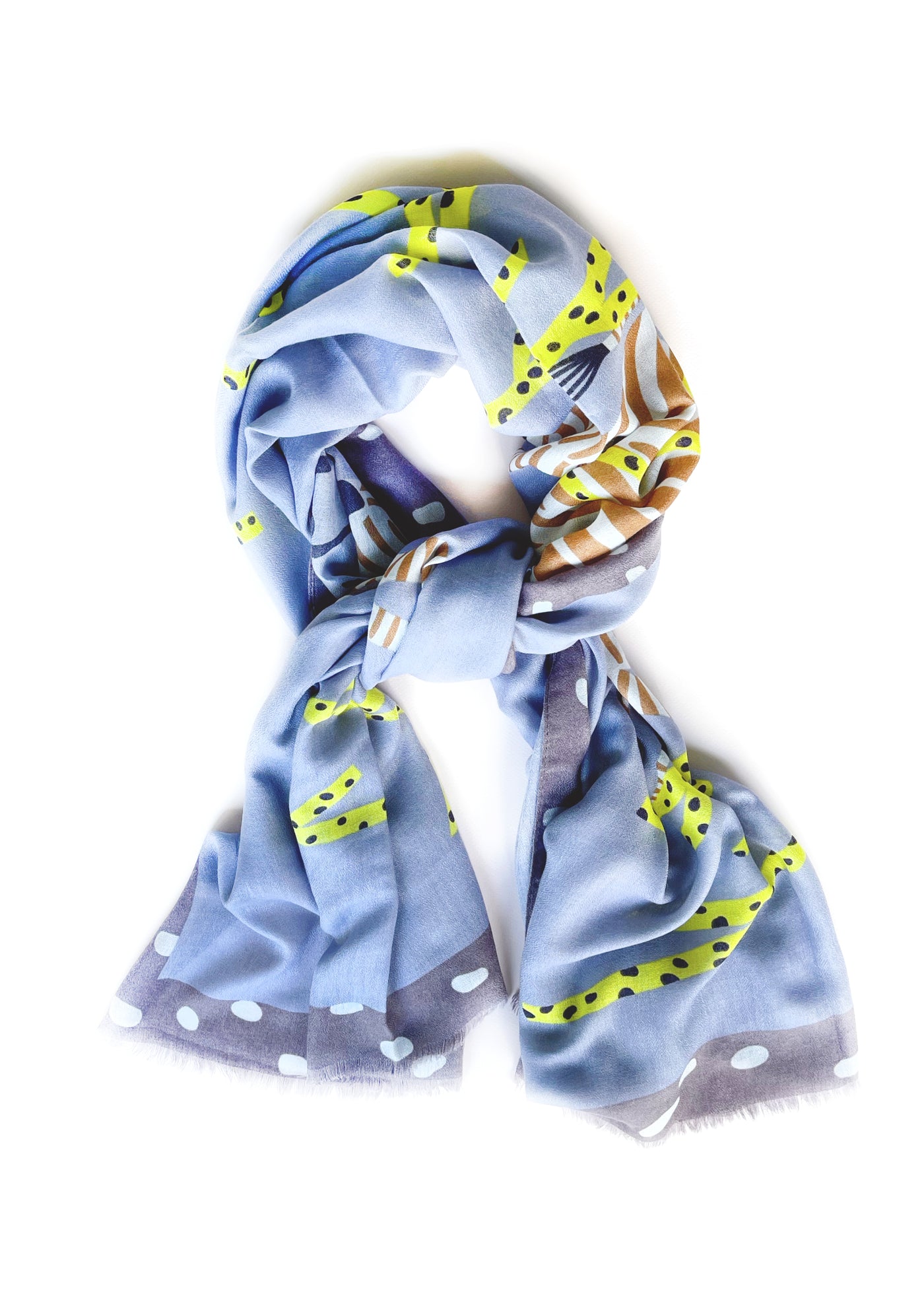 In-Haus Luxe Shawl Scarf - Steel Blue/Mauve Citron Slate Zebra