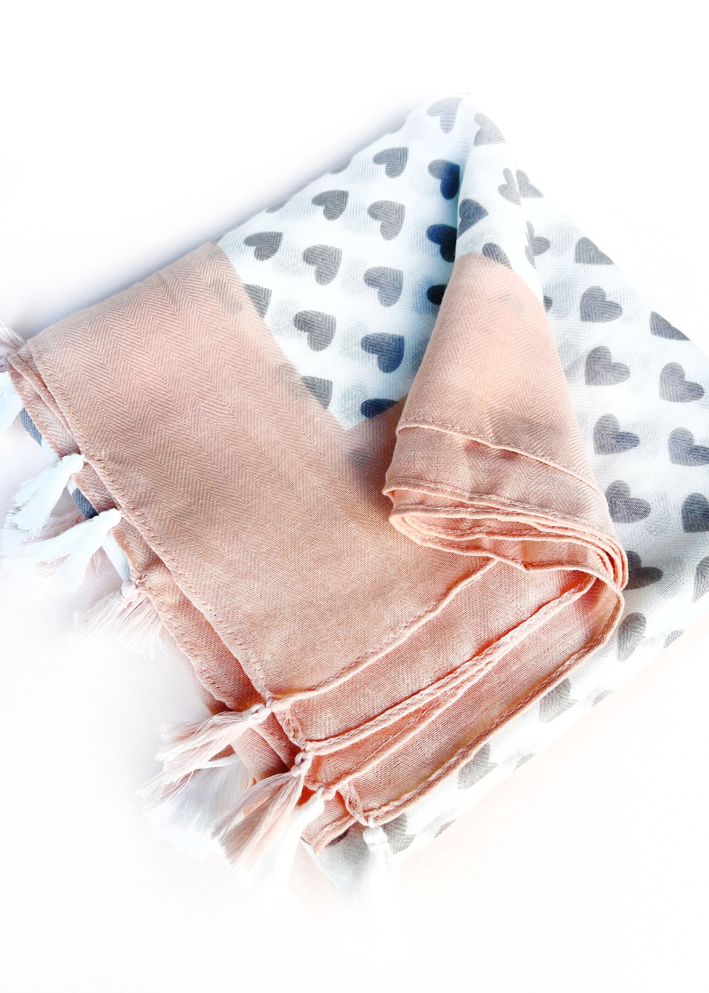 In-Haus Luxe Scarf - White + Grey Hearts