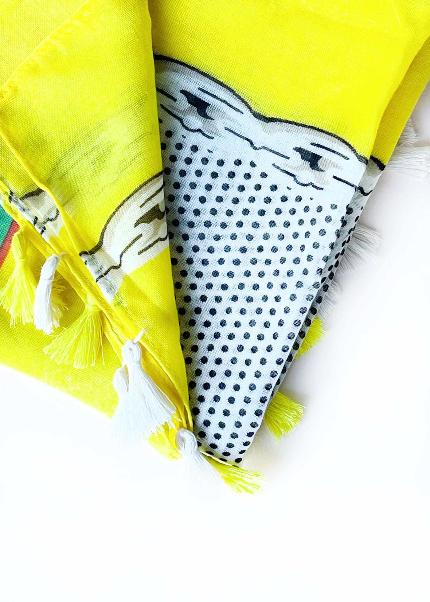 In-Haus Luxe Scarf - Yellow White with Mini Black Dots